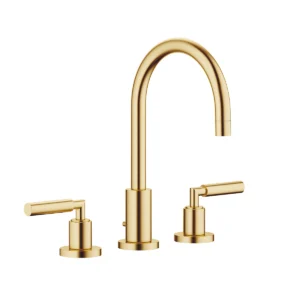 Dornbracht TARA Three-hole basin mixer with pop-up waste 165mm with levers - Brushed Durabrass (23kt Gold)