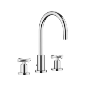 Dornbracht TARA Three-hole basin mixer with pop-up waste 165mm with crosshead - Chrome