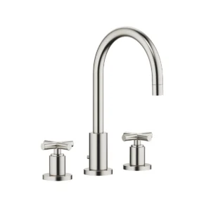 Dornbracht TARA Three-hole basin mixer with pop-up waste 165mm with crosshead - Brushed Platinum