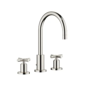 Dornbracht TARA Three-hole basin mixer with pop-up waste 165mm with crosshead - Platinum