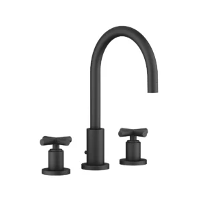 Dornbracht TARA Three-hole basin mixer with pop-up waste 165mm with crosshead - Matte Black