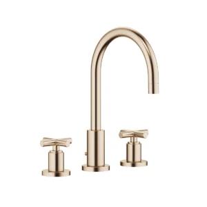 Dornbracht TARA Three-hole basin mixer with pop-up waste 165mm with crosshead - Brushed Champagne (22kt Gold)