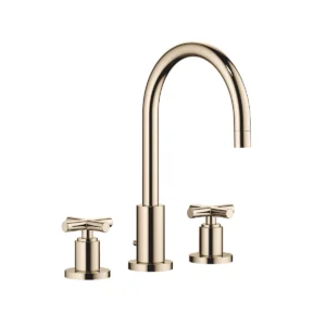 Dornbracht TARA Three-hole basin mixer with pop-up waste 165mm with crosshead - Champagne (22kt Gold)