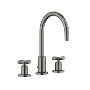 Dornbracht TARA Three-hole basin mixer with pop-up waste 165mm with crosshead - Brushed Dark Platinum