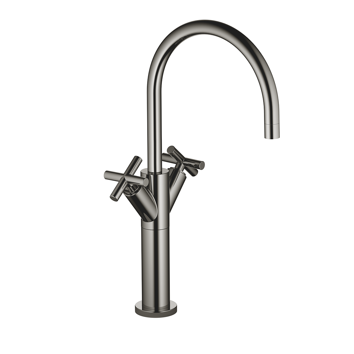 Dornbracht TARA Single-hole basin mixer with raised base without pop-up waste - Dark Chrome