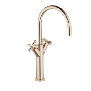 Dornbracht TARA Single-hole basin mixer with raised base without pop-up waste - Brushed Champagne (22kt Gold)