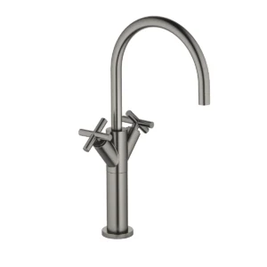 Dornbracht TARA Single-hole basin mixer with raised base without pop-up waste - Brushed Dark Platinum