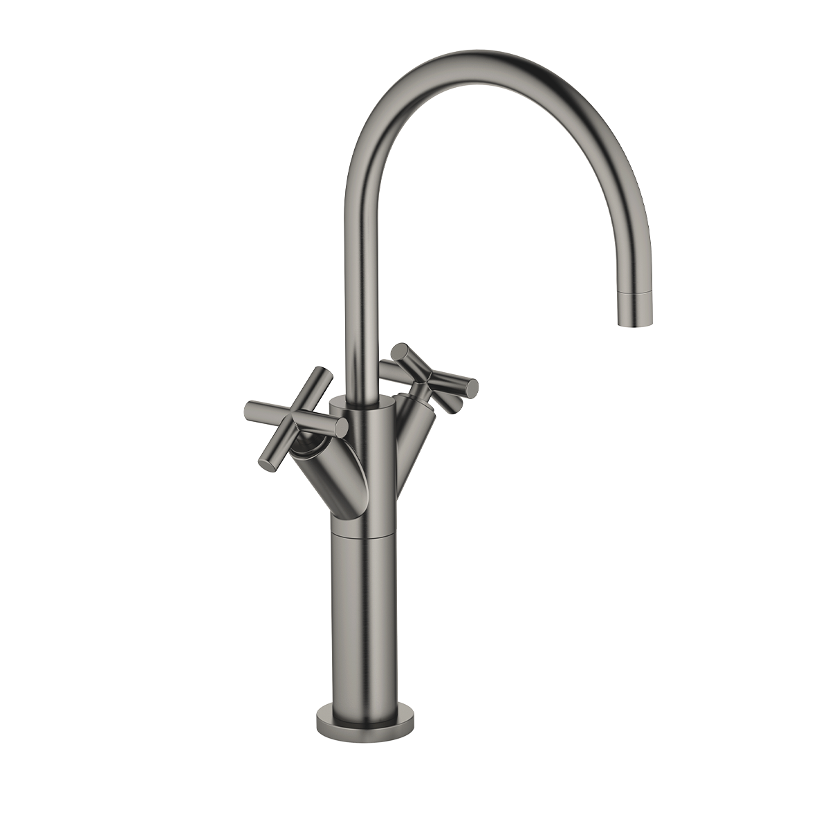 Dornbracht TARA Single-hole basin mixer with raised base without pop-up waste - Brushed Dark Platinum