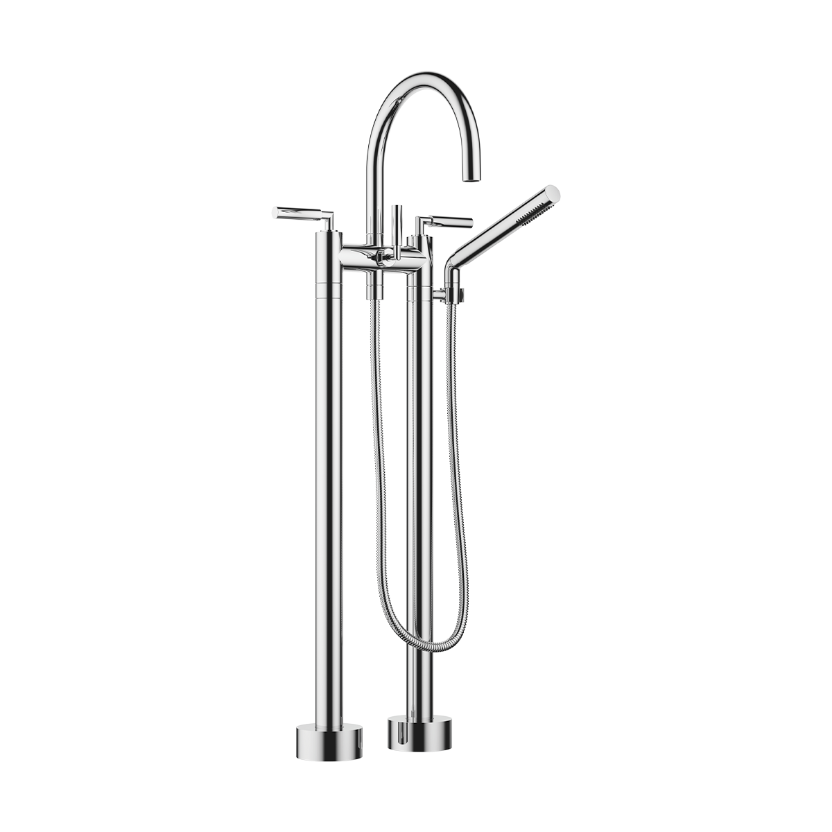 Dornbracht TARA Lever Two-hole bath mixer for free-standing assembly with hand shower set - Chrome