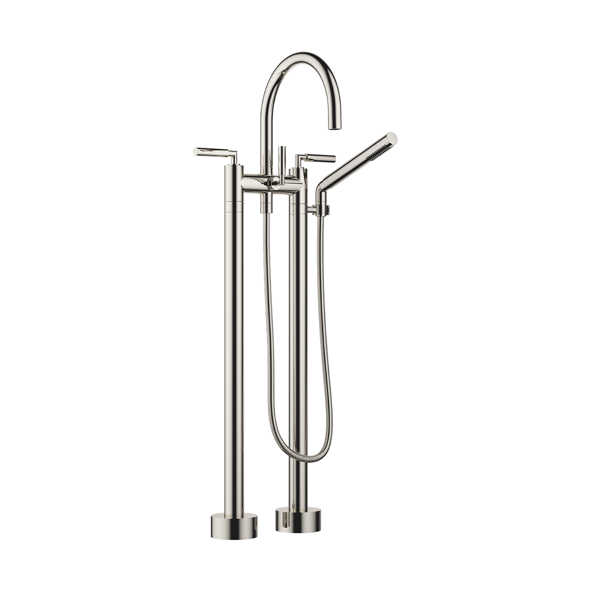 Dornbracht TARA Lever Two-hole bath mixer for free-standing assembly with hand shower set - Platinum