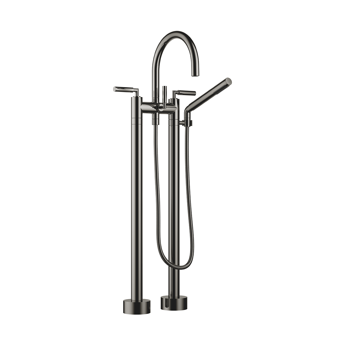Dornbracht TARA Lever Two-hole bath mixer for free-standing assembly with hand shower set - Dark Chrome