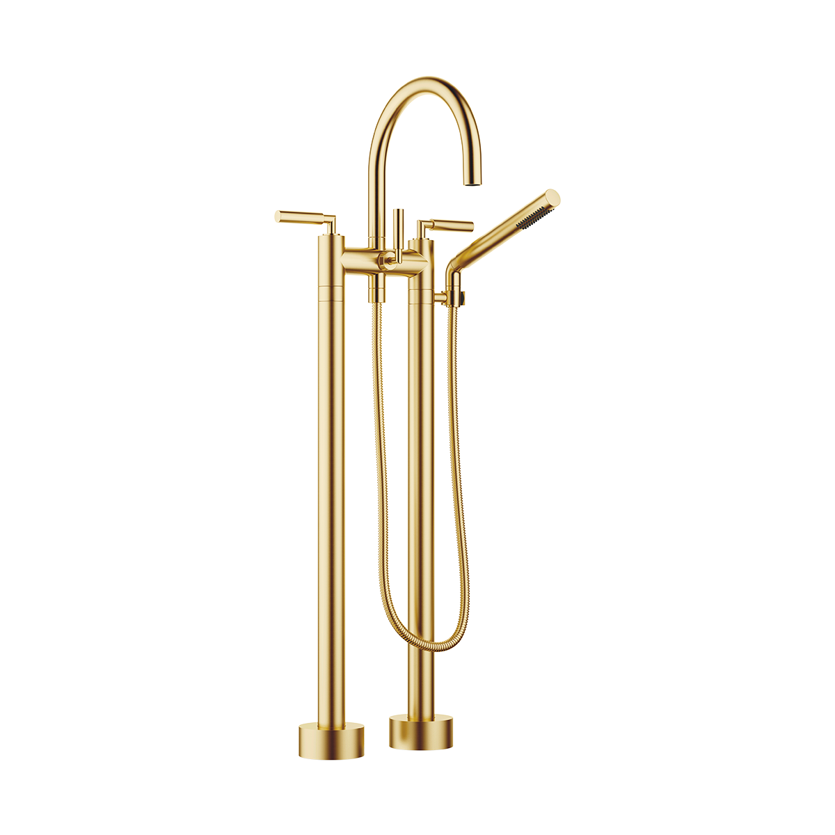 Dornbracht TARA Lever Two-hole bath mixer for free-standing assembly with hand shower set - Brushed Durabrass (23kt Gold)