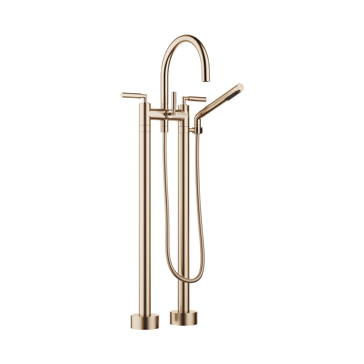 Dornbracht TARA Lever Two-hole bath mixer for free-standing assembly with hand shower set - Brushed Champagne (22kt Gold)