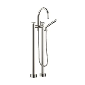 Dornbracht TARA Crosshead Two-hole bath mixer for free-standing assembly with hand shower set  - Platinum