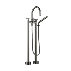 Dornbracht TARA Crosshead Two-hole bath mixer for free-standing assembly with hand shower set  - Dark Chrome