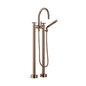 Dornbracht TARA Crosshead Two-hole bath mixer for free-standing assembly with hand shower set  - Brushed Bronze