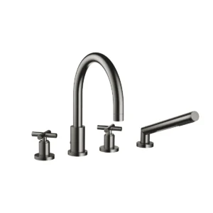 Dornbracht TARA Crosshead Bath shower set for bath rim or tile edge installation  - Dark Chrome