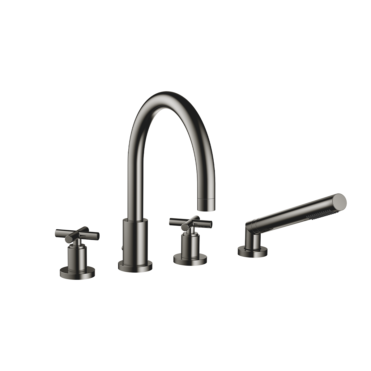 Dornbracht TARA Crosshead Bath shower set for bath rim or tile edge installation - Dark Chrome