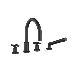 Dornbracht TARA Crosshead Bath shower set for bath rim or tile edge installation  - Matte Black