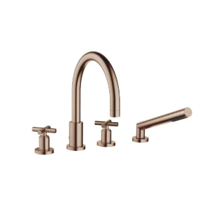 Dornbracht TARA Crosshead Bath shower set for bath rim or tile edge installation  - Brushed Bronze