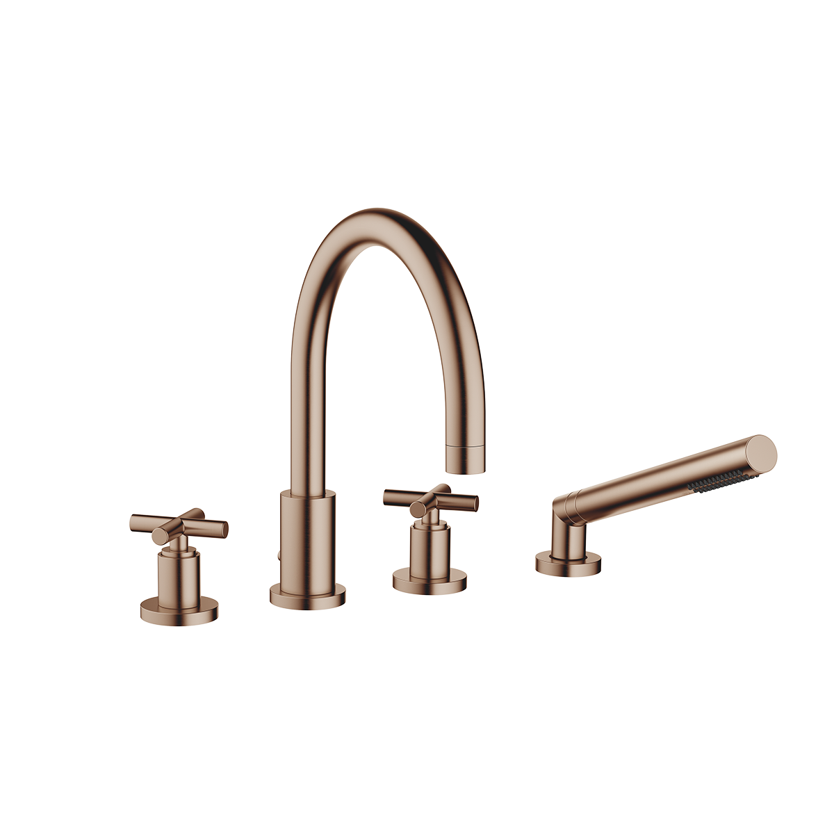 Dornbracht TARA Crosshead Bath shower set for bath rim or tile edge installation - Brushed Bronze