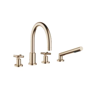 Dornbracht TARA Crosshead Bath shower set for bath rim or tile edge installation  - Brushed Champagne (22kt Gold)