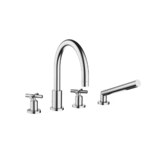 Dornbracht TARA Crosshead Bath shower set for bath rim or tile edge installation  - Brushed Chrome