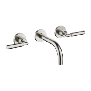 Dornbracht TARA Wall-mounted basin mixer without pop-up waste 160mm with levers - Brushed Platinum