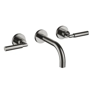 Dornbracht TARA Wall-mounted basin mixer without pop-up waste 160mm with levers - Dark Chrome