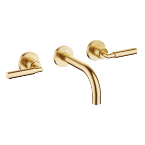 Dornbracht TARA Wall-mounted basin mixer without pop-up waste 160mm with levers - Brushed Durabrass (23kt Gold)