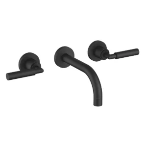 Dornbracht TARA Wall-mounted basin mixer without pop-up waste 160mm with levers - Matte Black