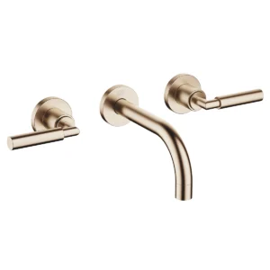 Dornbracht TARA Wall-mounted basin mixer without pop-up waste 160mm with levers - Brushed Champagne (22kt Gold)