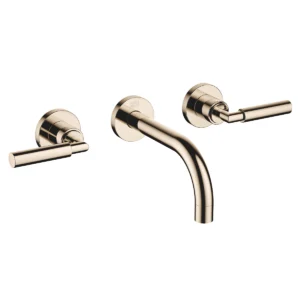 Dornbracht TARA Wall-mounted basin mixer without pop-up waste 160mm with levers - Champagne (22kt Gold)