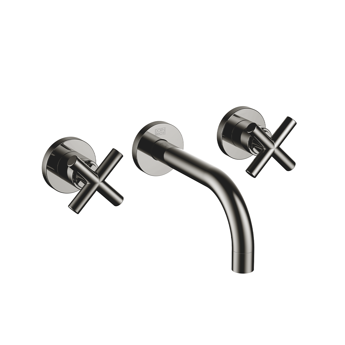 Dornbracht TARA Wall-mounted basin mixer without pop-up waste 160mm with crosshead - Dark Chrome
