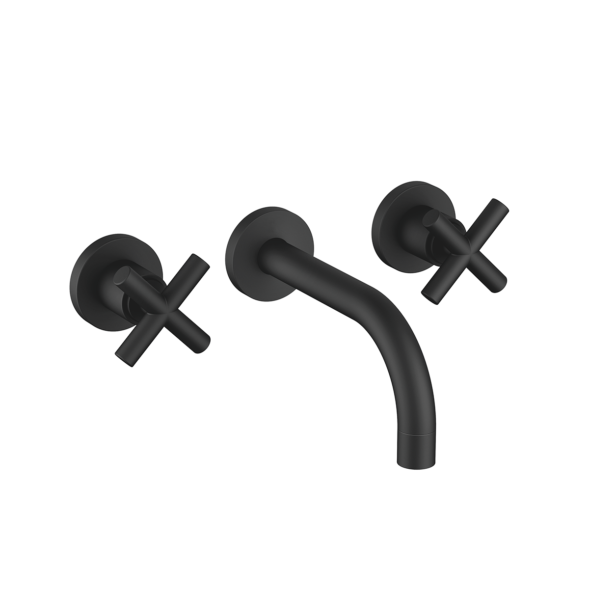 Dornbracht TARA Wall-mounted basin mixer without pop-up waste 160mm with crosshead - Matte Black