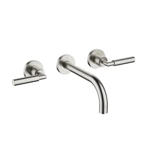Dornbracht TARA Wall-mounted basin mixer without pop-up waste 190mm with levers - Brushed Platinum