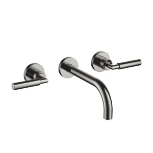 Dornbracht TARA Wall-mounted basin mixer without pop-up waste 190mm with levers - Dark Chrome