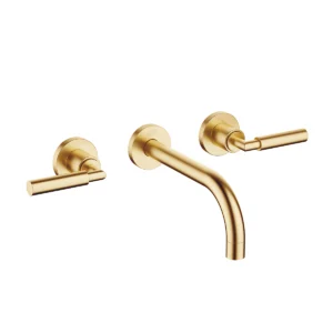 Dornbracht TARA Wall-mounted basin mixer without pop-up waste 190mm with levers - Brushed Durabrass (23kt Gold)