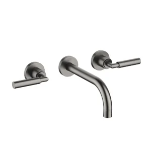 Dornbracht TARA Wall-mounted basin mixer without pop-up waste 190mm with levers - Brushed Dark Platinum