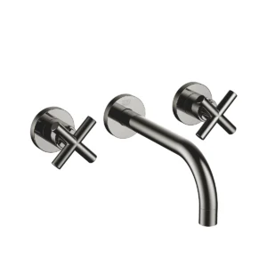 Dornbracht TARA Wall-mounted basin mixer without pop-up waste 190mm with crosshead - Dark Chrome