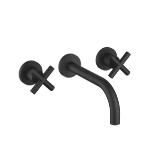Dornbracht TARA Wall-mounted basin mixer without pop-up waste 190mm with crosshead - Matte Black