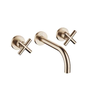 Dornbracht TARA Wall-mounted basin mixer without pop-up waste 190mm with crosshead - Brushed Champagne (22kt Gold)