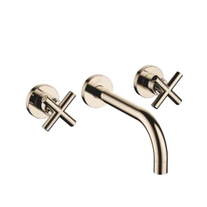 Dornbracht TARA Wall-mounted basin mixer without pop-up waste 190mm with crosshead - Champagne (22kt Gold)