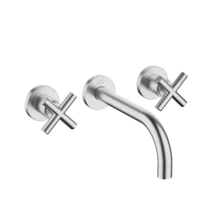 Dornbracht TARA Wall-mounted basin mixer without pop-up waste 190mm with crosshead - Brushed Chrome