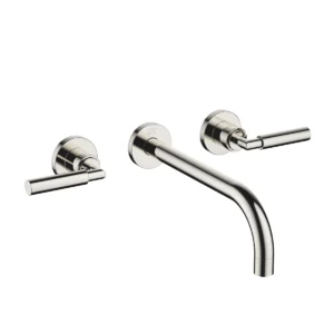 Dornbracht TARA Wall-mounted basin mixer without pop-up waste 240mm with levers - Platinum