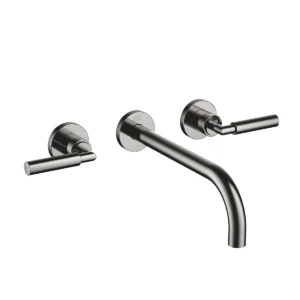 Dornbracht TARA Wall-mounted basin mixer without pop-up waste 240mm with levers - Dark Chrome