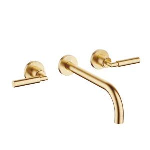 Dornbracht TARA Wall-mounted basin mixer without pop-up waste 240mm with levers - Brushed Durabrass (23kt Gold)
