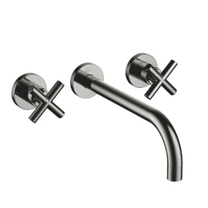 Dornbracht TARA Wall-mounted basin mixer without pop-up waste 240mm with crosshead - Dark Chrome