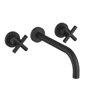 Dornbracht TARA Wall-mounted basin mixer without pop-up waste 240mm with crosshead - Matte Black