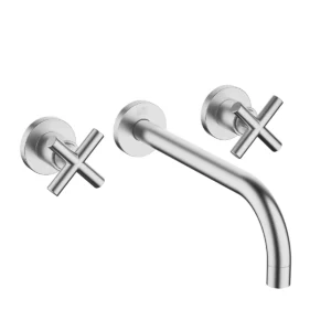 Dornbracht TARA Wall-mounted basin mixer without pop-up waste 240mm with crosshead - Brushed Chrome